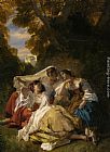 Siesta Entre Corales Paintings - La Siesta by Franz Xavier Winterhalter